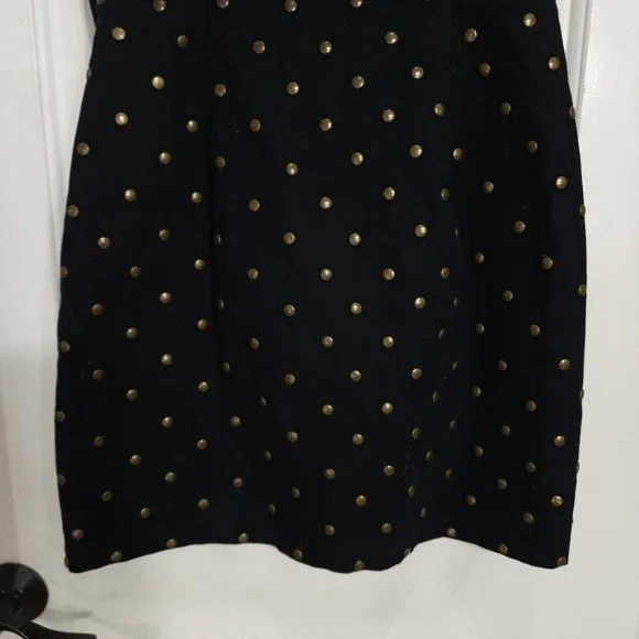 Vtg Betsey Johnson Womens Dress Black Denim Studded Zip Strapless Y2K 90s Sz 4 S - Picture 8 of 10